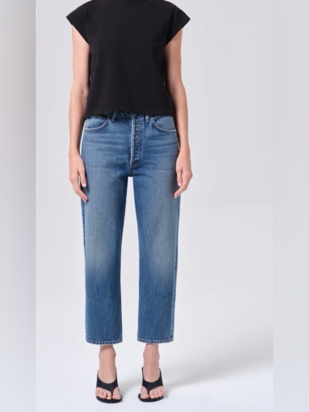 AGolde 90’s Crop Mid Rise Loose Straight Jeans Size 28P NWT